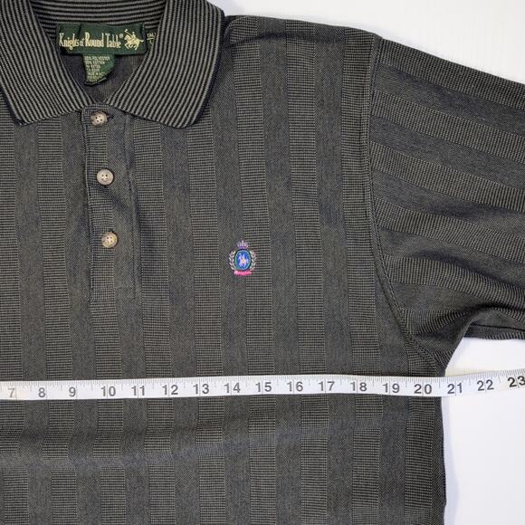 Knights of Round Table Men’s L Tall Polo Shirt – Black Textured Short Sleeve - Picture 6 of 10